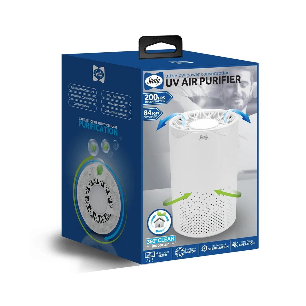 NEW IN BOX - Sealy Portable UV Air Purifier Removes Dust Bacteria Germs